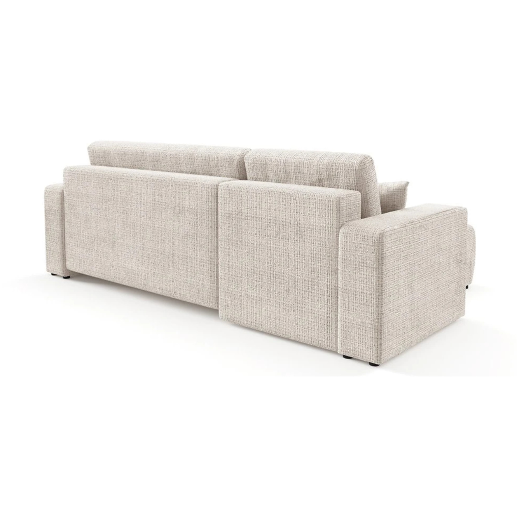 AURORE - Canapé d'angle gauche 3 places en tissu texturé beige