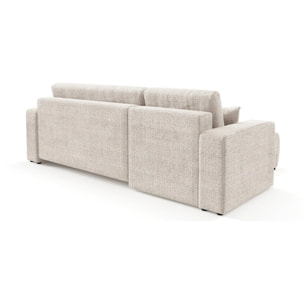 AURORE - Canapé d'angle gauche 3 places en tissu texturé beige