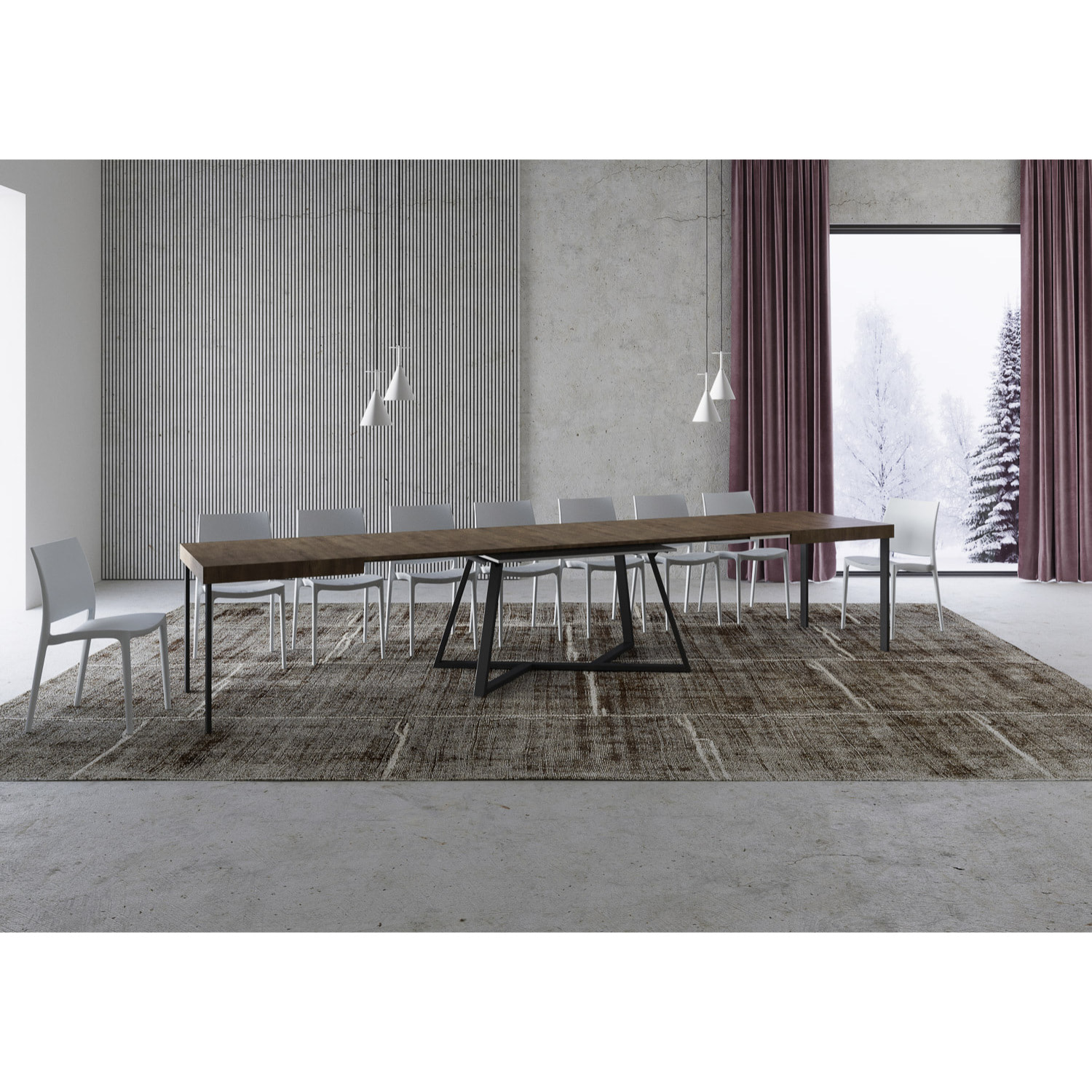 Tavolo allungabile 90x140/400 cm Booster noce gambe antracite