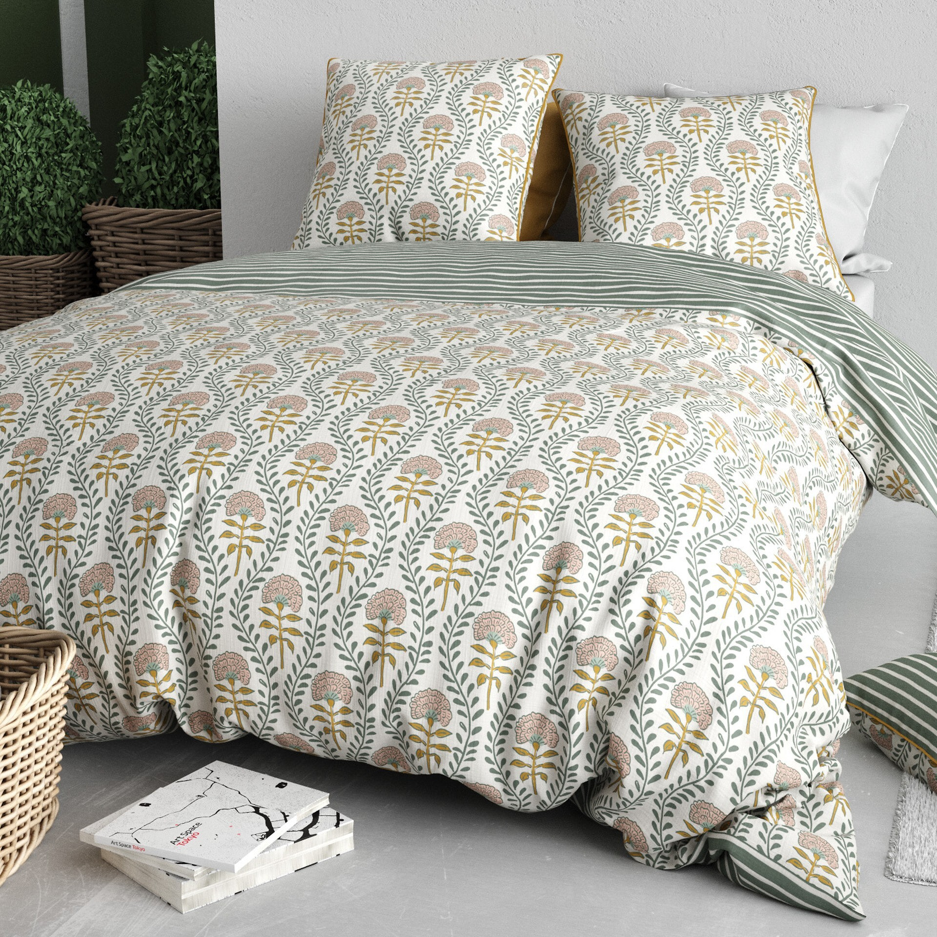 Parure Housse De Couette 3pcs 100% Coton 57 Fils PIETRA