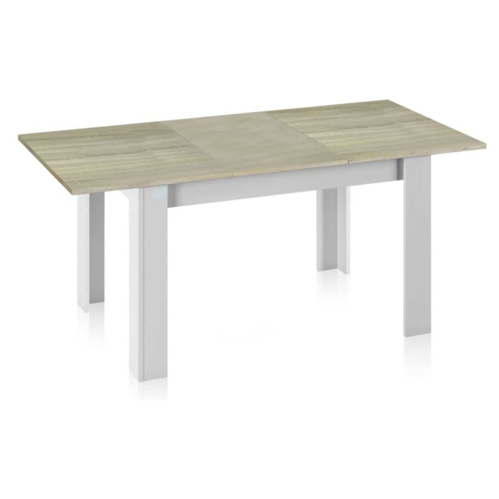 Mesa de comedor extensible Danna Blanco Artik (Blanco Mate) – Roble Alaska