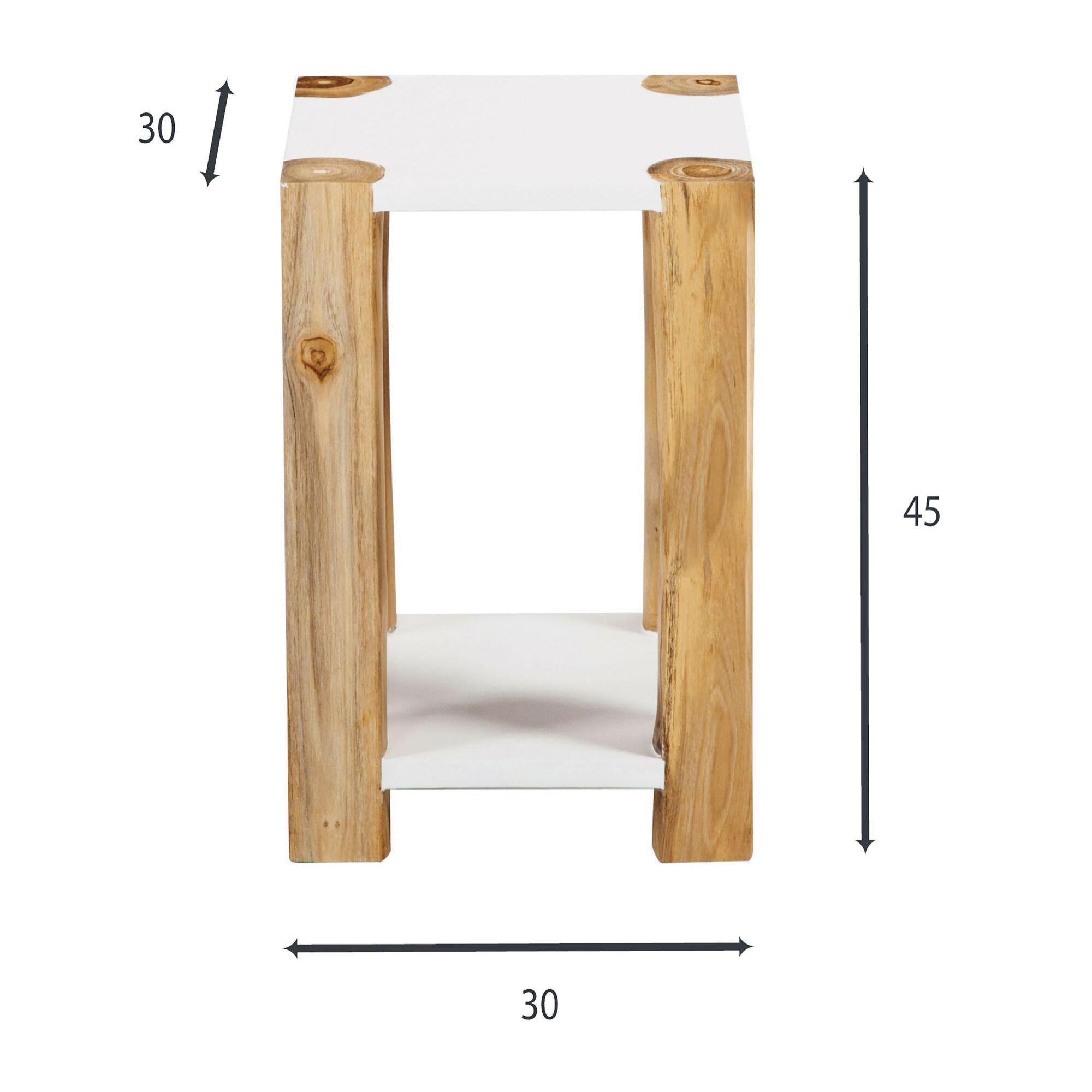Bout de canapé en bois de teck blanc