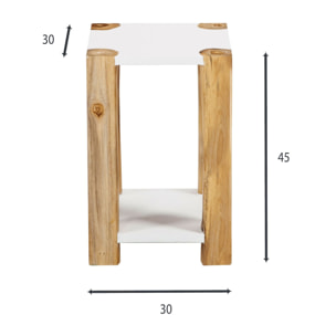Bout de canapé en bois de teck blanc