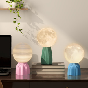 Juego de 3 Lámparas de Mesita de Noche 3D Lámparas de Mesa con 3 Colores Brillo Ajustable en 10 Niveles Conexión USB para Hogar Oficina Dormitorio Blanco