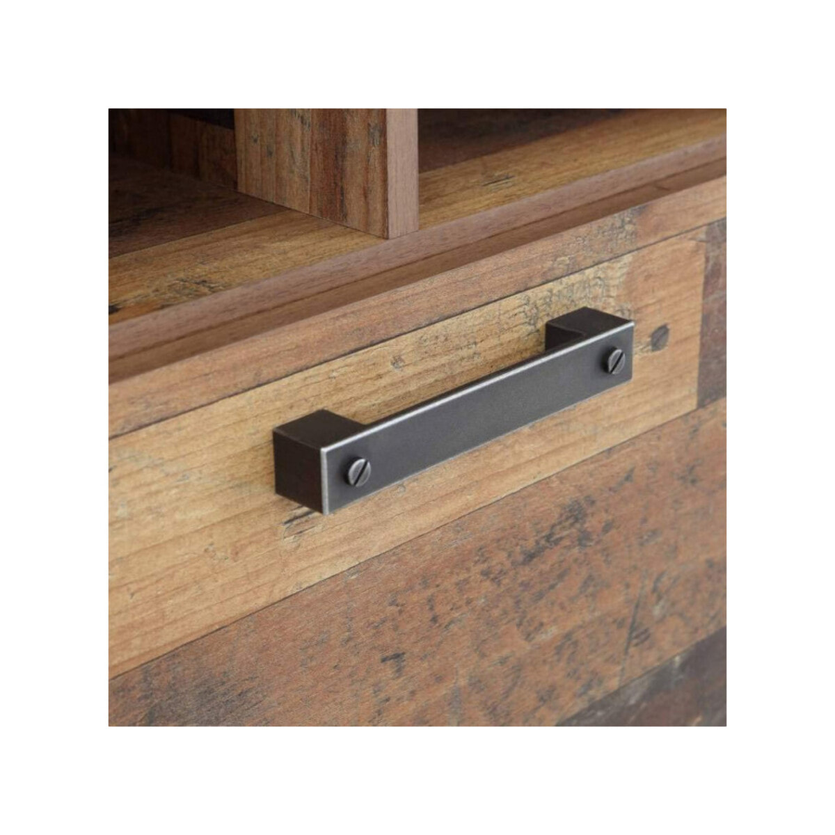 Meuble TV en bois avec 3 portes L142cm effet bois vieilli - FRED