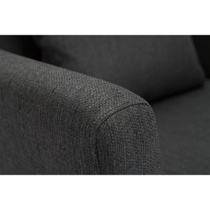 Fauteuil scandinave déhoussable en tissu gris foncé et bois clair OSLO