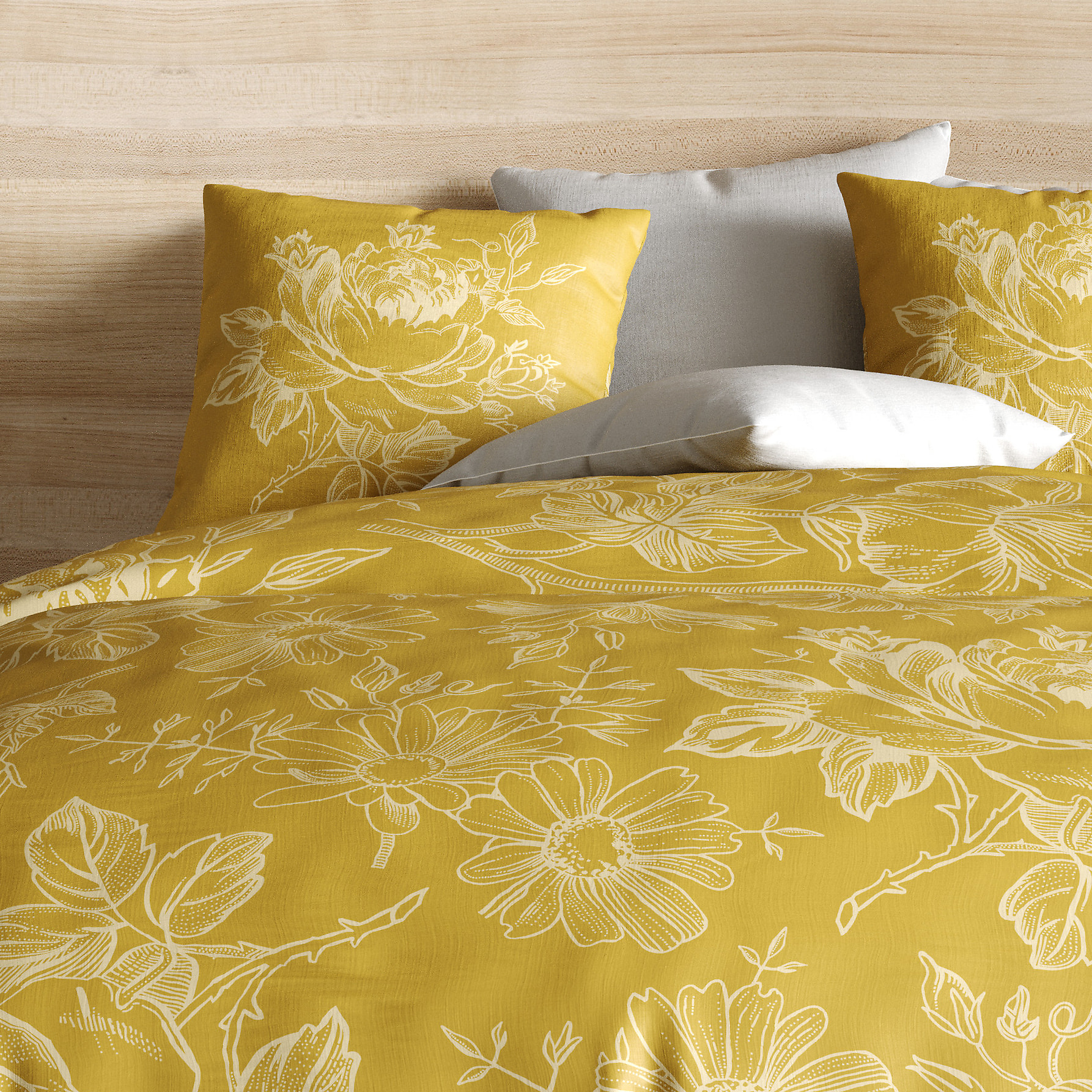 Parure De Couette 3pcs 100% Coton Bio 57 Fils/cm2-victoria Ocre