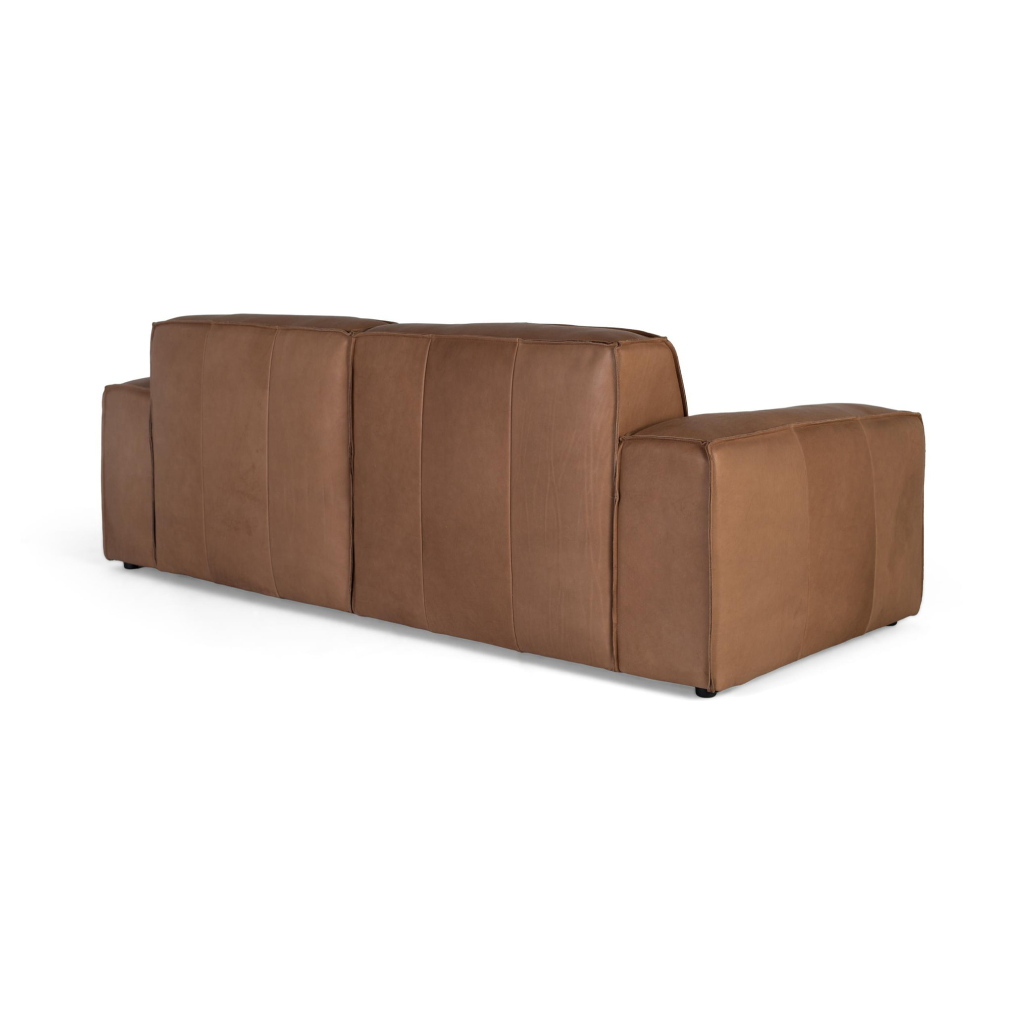 Canapé en cuir naturel, structure en bois 224cm style moderne contemporain