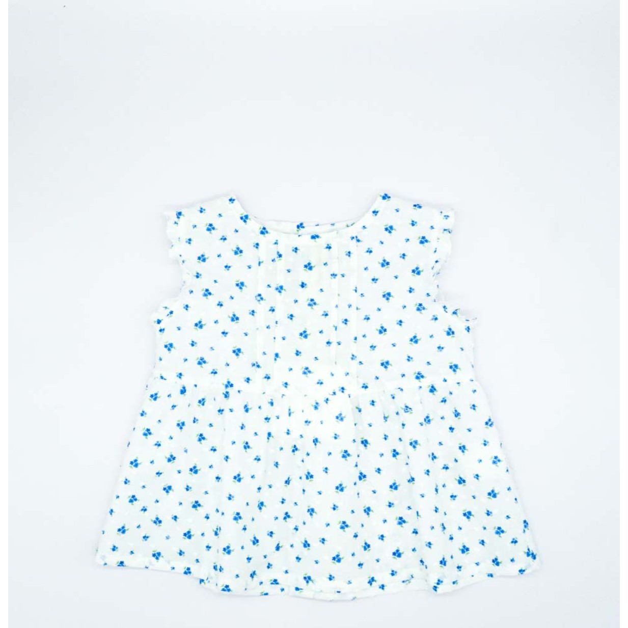 BLUSA SON MANGAS FLORES AZUL Y BLANCO