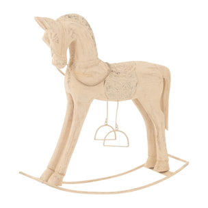 J-Line décoration Cheval À Bascule - bois de Manguier/métal - naturel - small