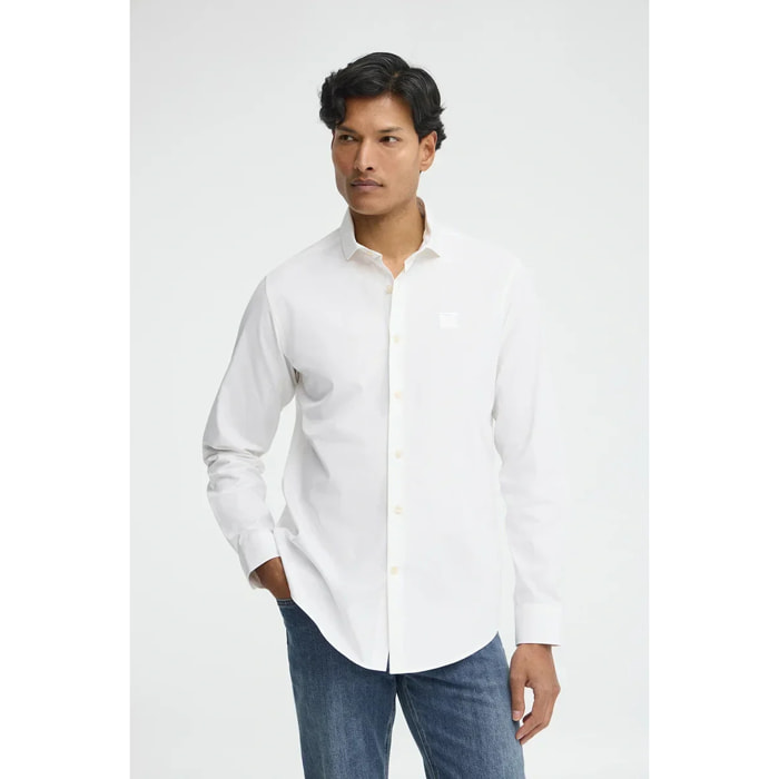 Camisa popelín blanca de corte regular con logo Polo Club