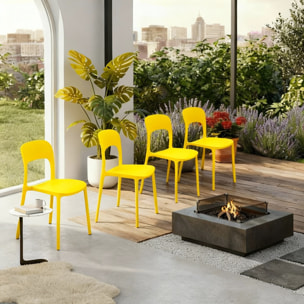 Set 4 Sedie Da Giardino In Polipropilene Impilabili Leggere E Resistenti Ideali Per Esterni Terrazze Giardini Bar Dehors Ristoranti Giallo
