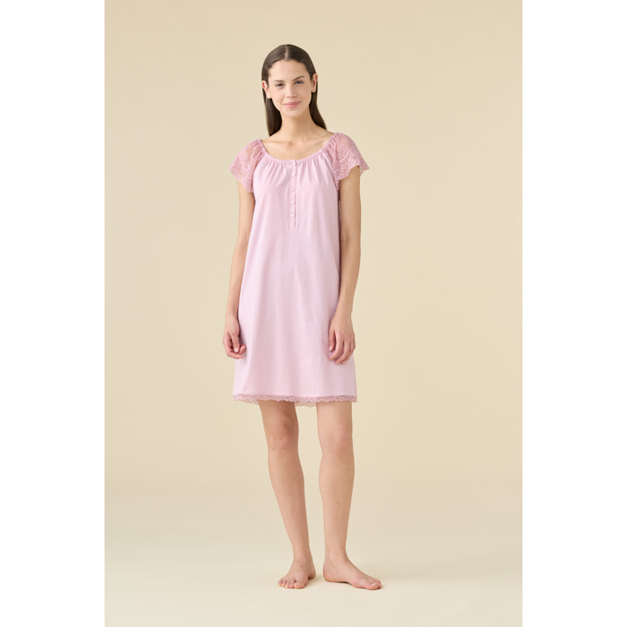Camicia da notte donna estiva in cotone articolo unito. Noidinotte