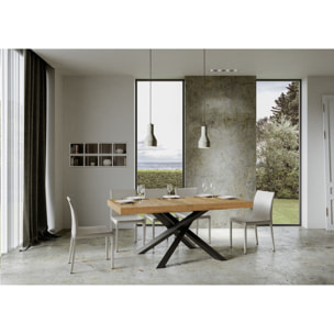 Mesa extensible 90x160/264 cm Volantis Roble Natural estructura Antracita