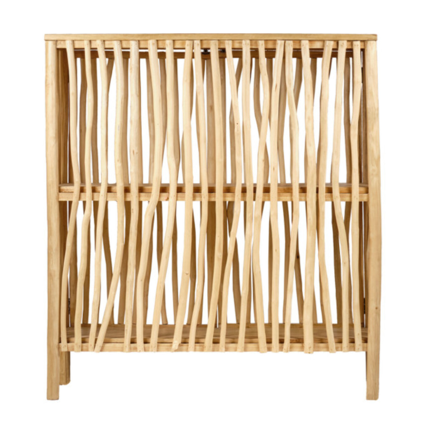 Armoire basse 2 portes en bois flotté et bois massif de teck - JESSIE