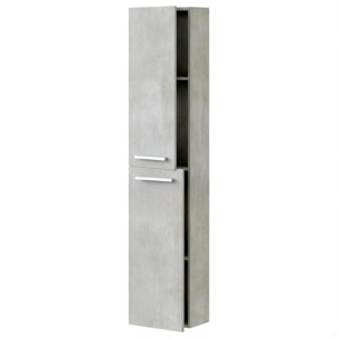 Mobile Alto Da Bagno Sospeso Con 2 Ante E 3 Mensole Interne Colonna Moderna Sospesa Salvaspazio Melaminico Chiusura Assistita Design Industriale Lavanderia Ingresso 150 x 30 x 25 Cm Grigio Cemento