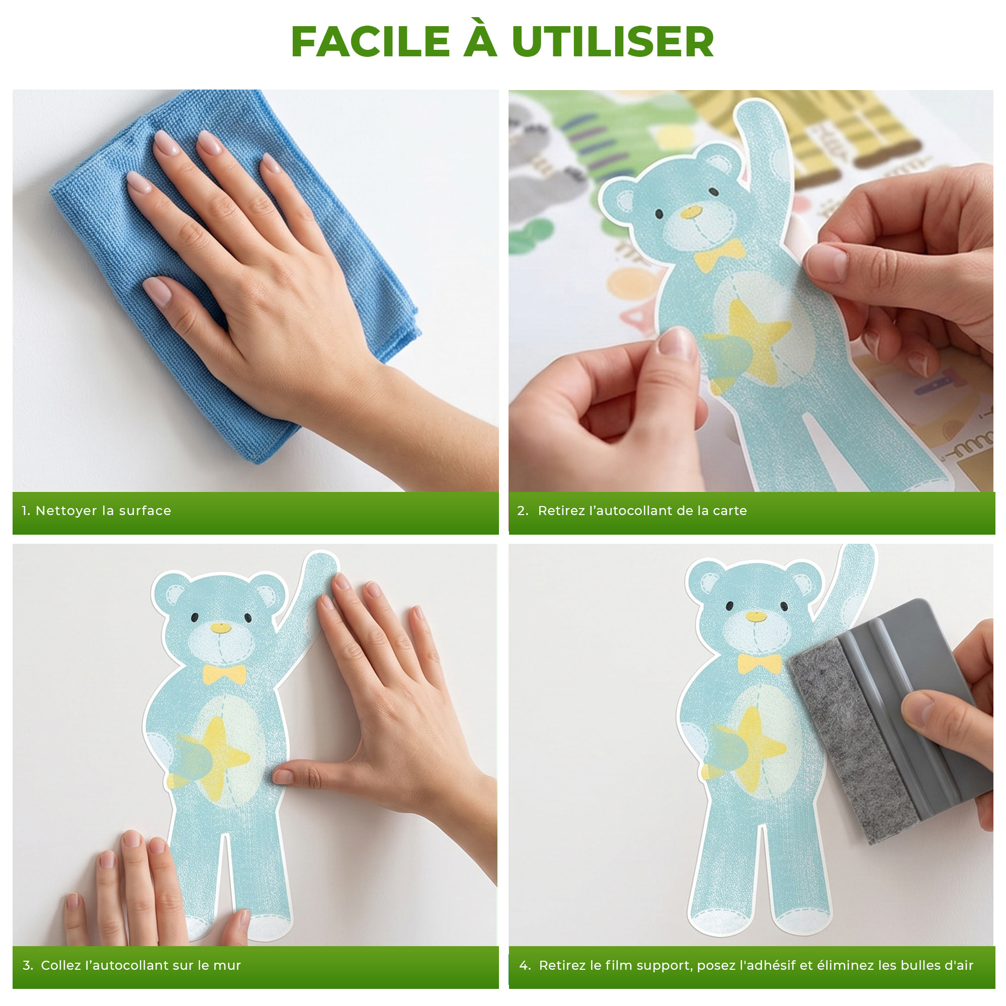 Stickers Muraux décoration adhésifs Portique Enfants Animaux