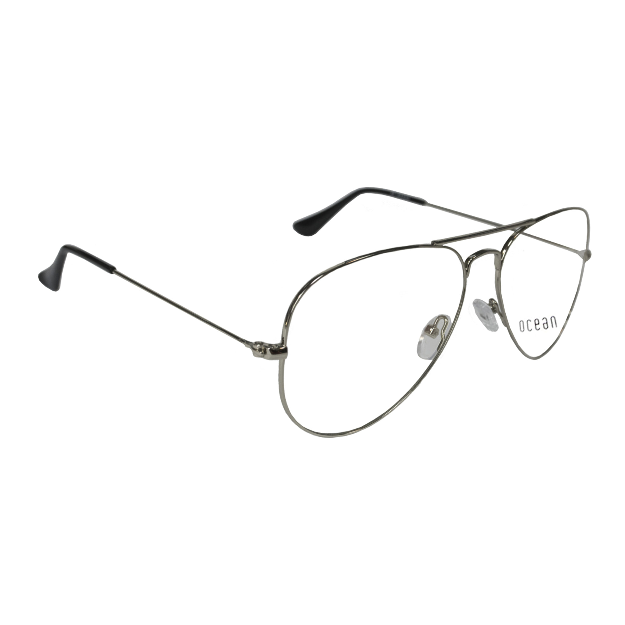 Gafas de sol OCEAN CAT EYE - Negro brillante y metal plateado brillante / Plana de pc ahumada con revo azul cielo real
