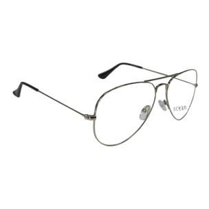 Gafas de sol OCEAN CAT EYE - Negro brillante y metal plateado brillante / Plana de pc ahumada con revo azul cielo real