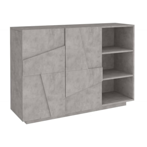 Mobile da ingresso a 2 ante e scaffali aperti, Made in Italy, Entratina moderna, Credenza per atrio, cm 121x38h86, colore Grigio Ardesia