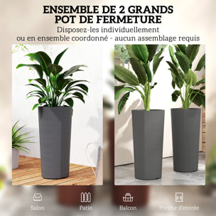 Lot de 2 pots de fleur design dia.35x60cm plastique anthracite