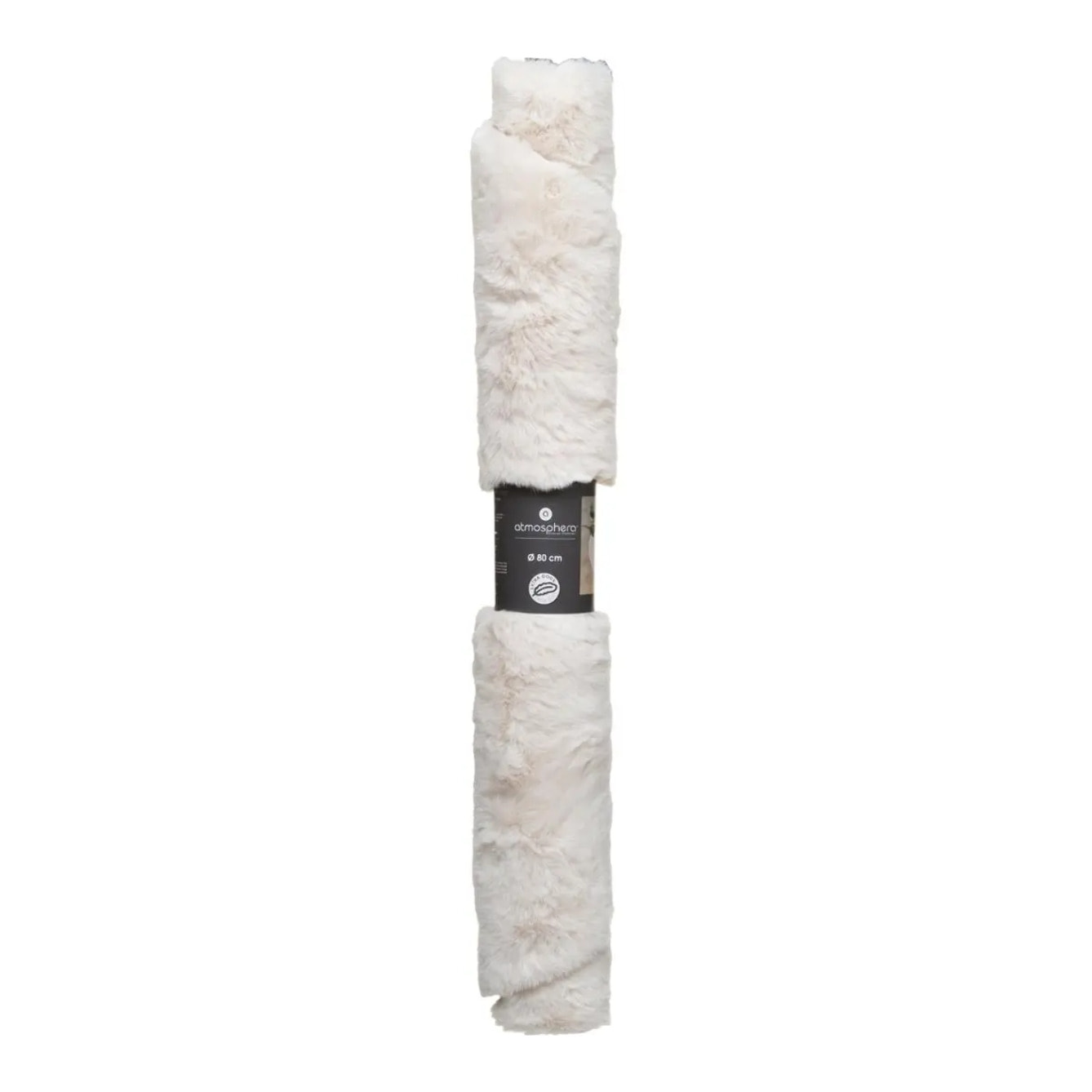 Tapis "Couka" effet fourrure blanc ivoire D80cm