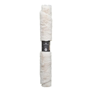 Tapis "Couka" effet fourrure blanc ivoire D80cm
