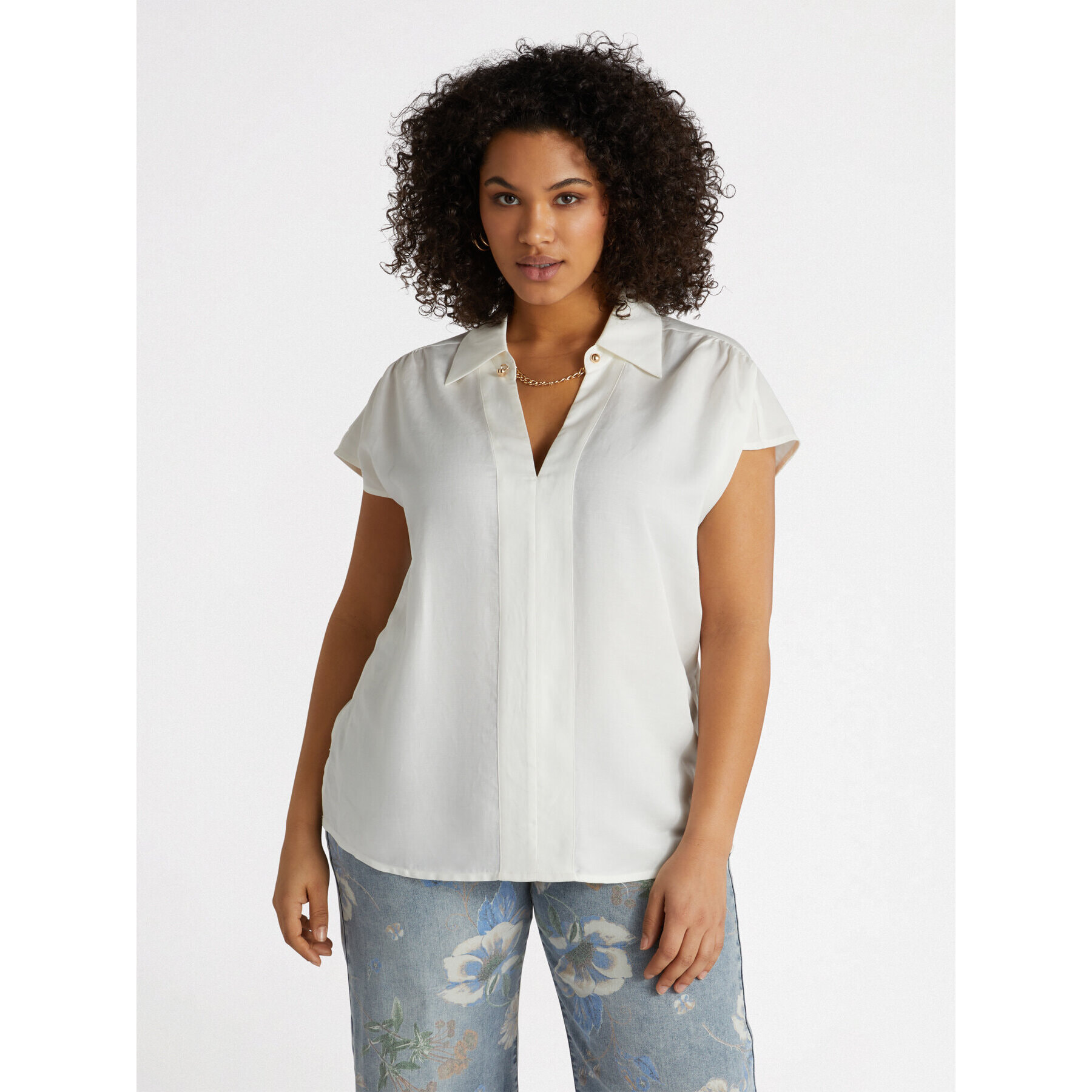 Fiorella Rubino - Blusa con cadena con fibras TENCEL™ - Blanco