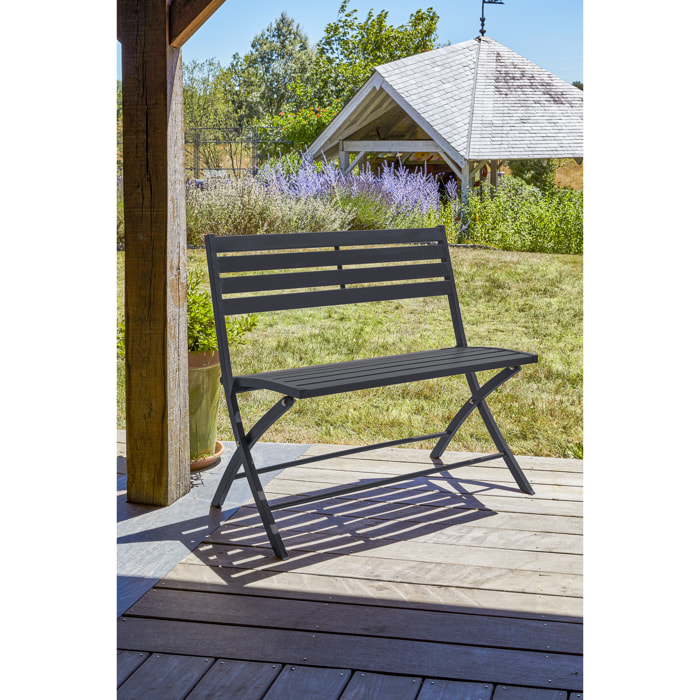 MARIUS - Banc de jardin pliant en aluminium gris anthracite