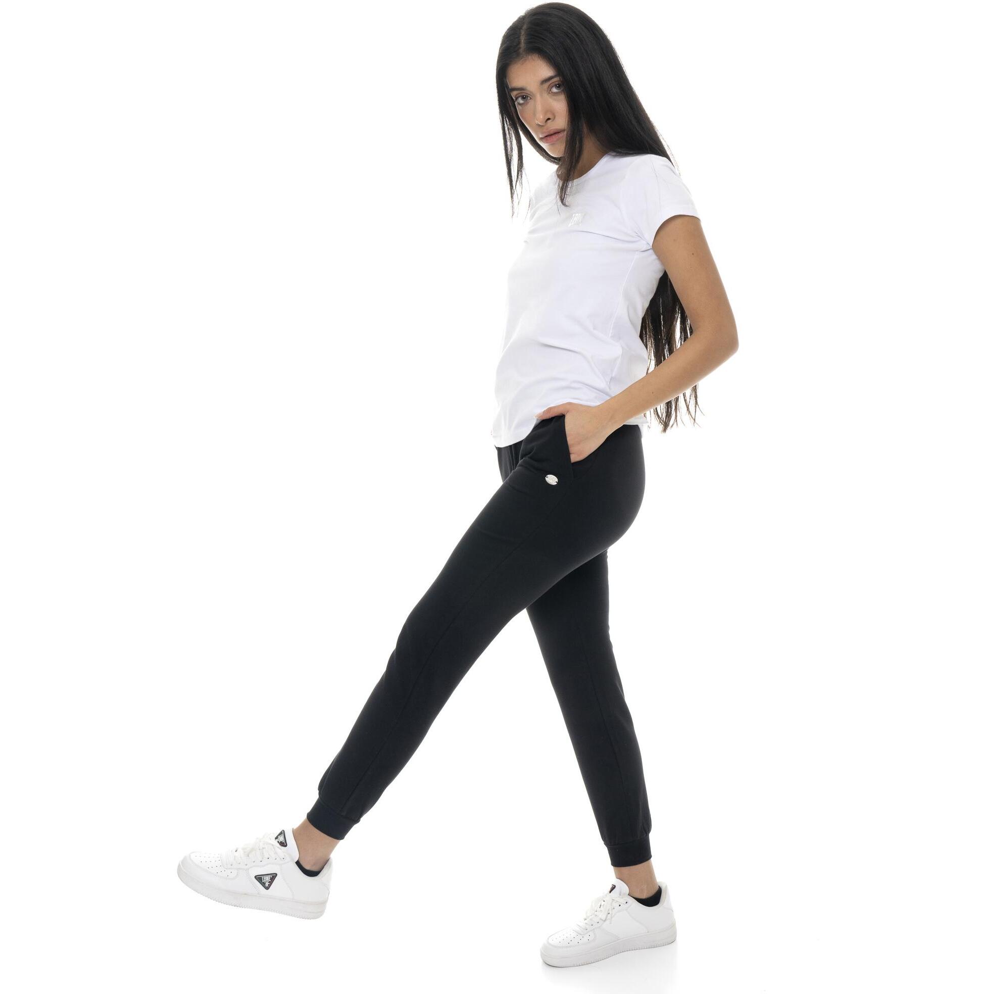 Pantalón de mujer de algodón sin forro polar con puños Leone Basic