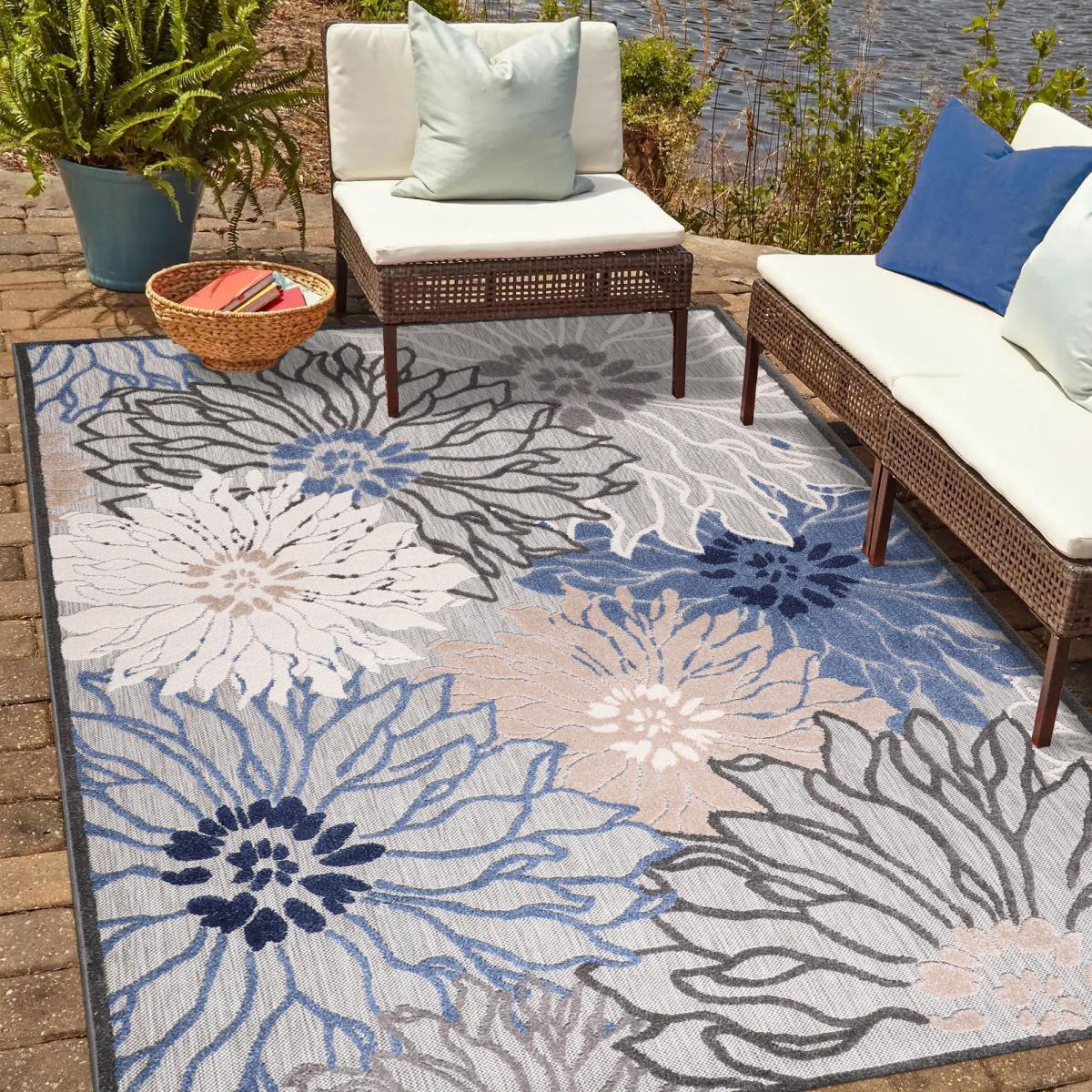 Tapis extérieur tissé kilim rectangle MEKO