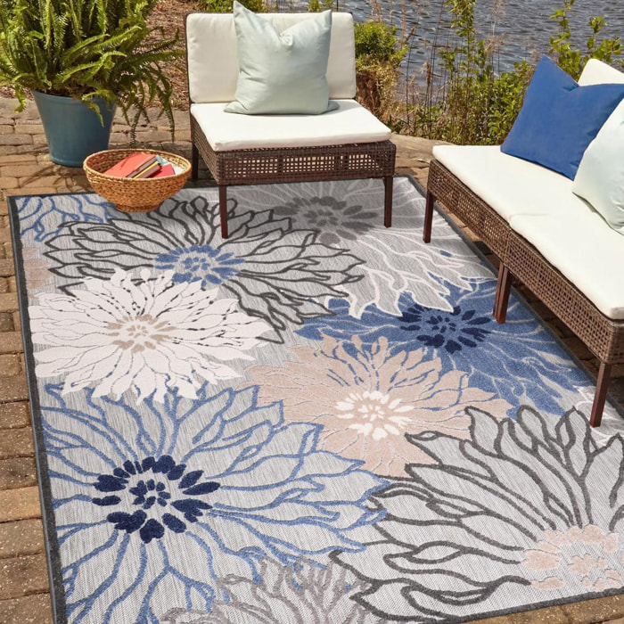 Tapis extérieur tissé kilim rectangle MEKO