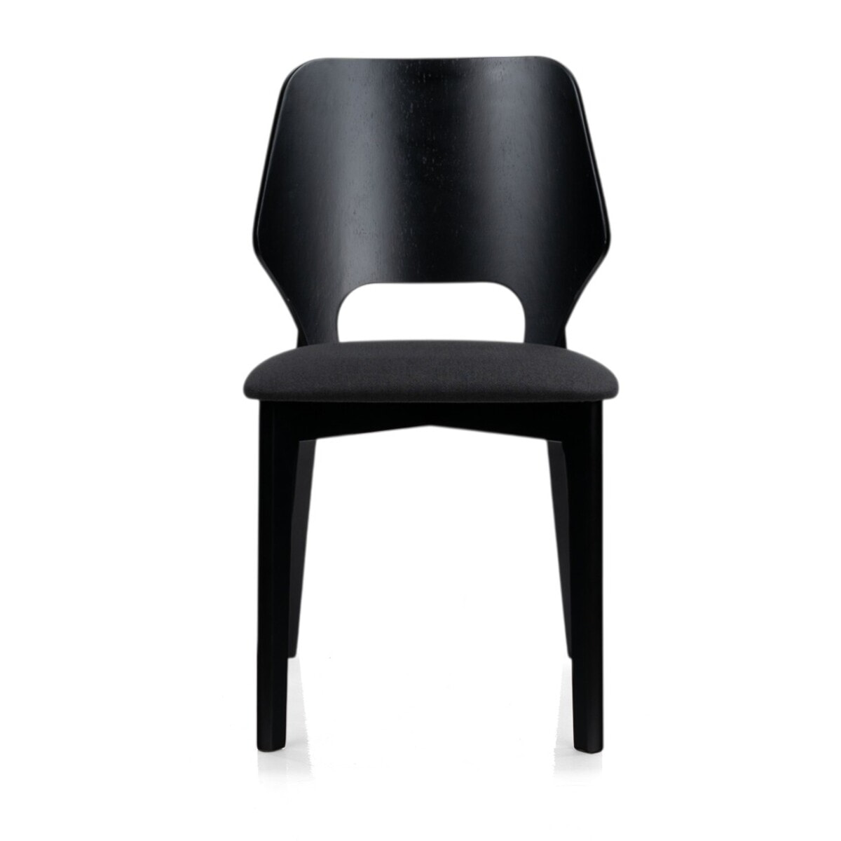 Lot de 2 chaises Tomasucci NATACHA, en bois noir et tissu noir, 48 x 55 x H.84 cm