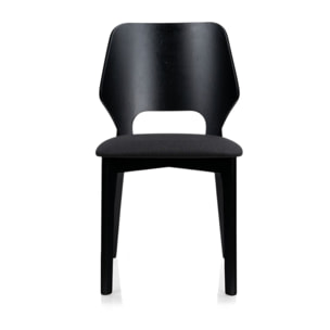 Lot de 2 chaises Tomasucci NATACHA, en bois noir et tissu noir, 48 x 55 x H.84 cm