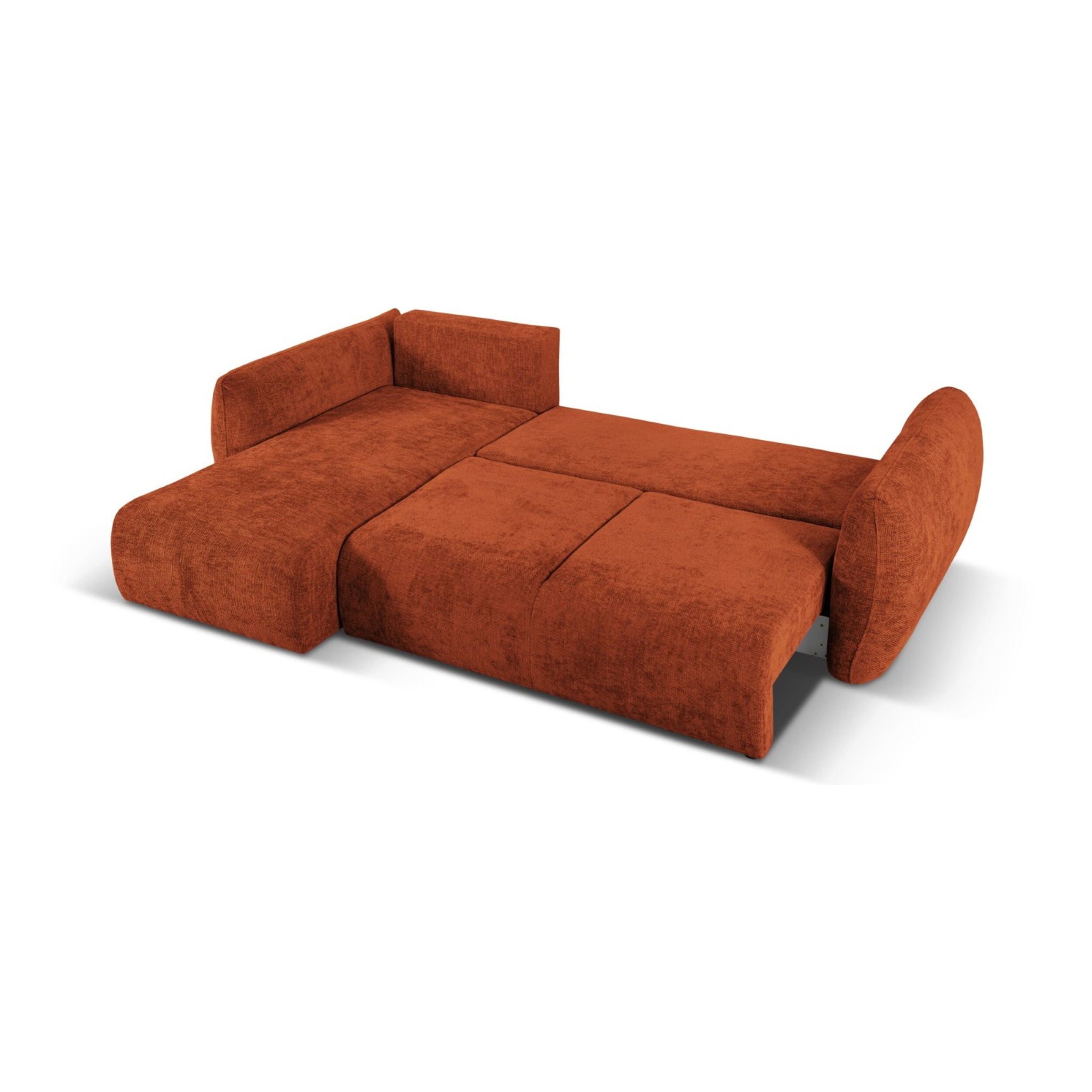 Canapé d'angle gauche convertible avec coffre de rangement "Matera" 4 places en chenille terracotta