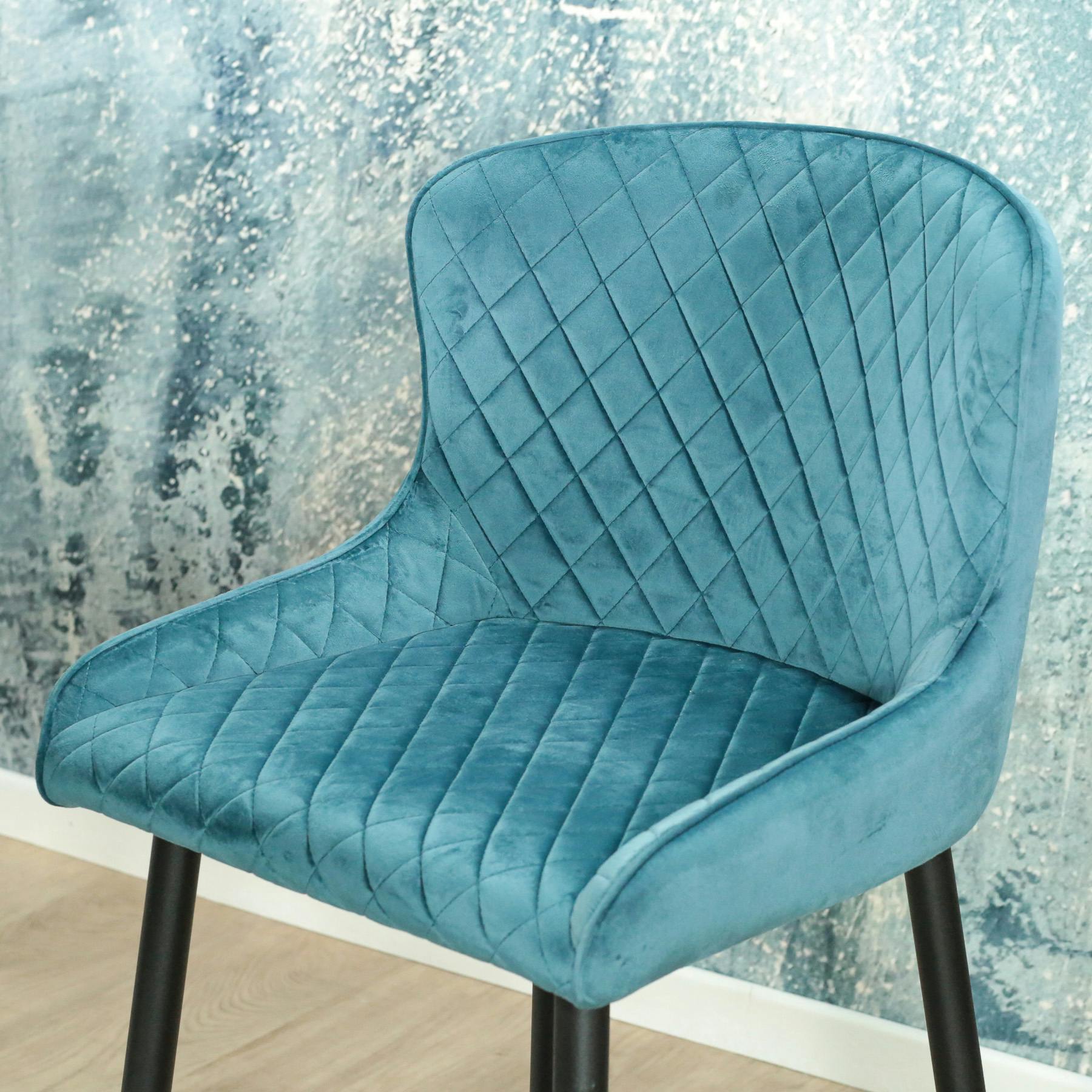 Chaise de bar velours bleu (lot de 2) ARLINGTON