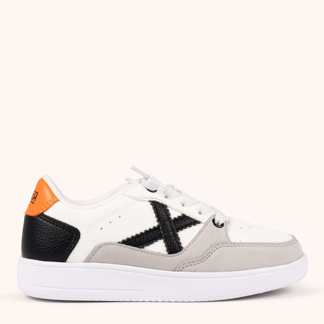 Zapatilla Infantil Multimaterial en Blanco, Gris y Naranja - MUNICH LEGIT KID 25