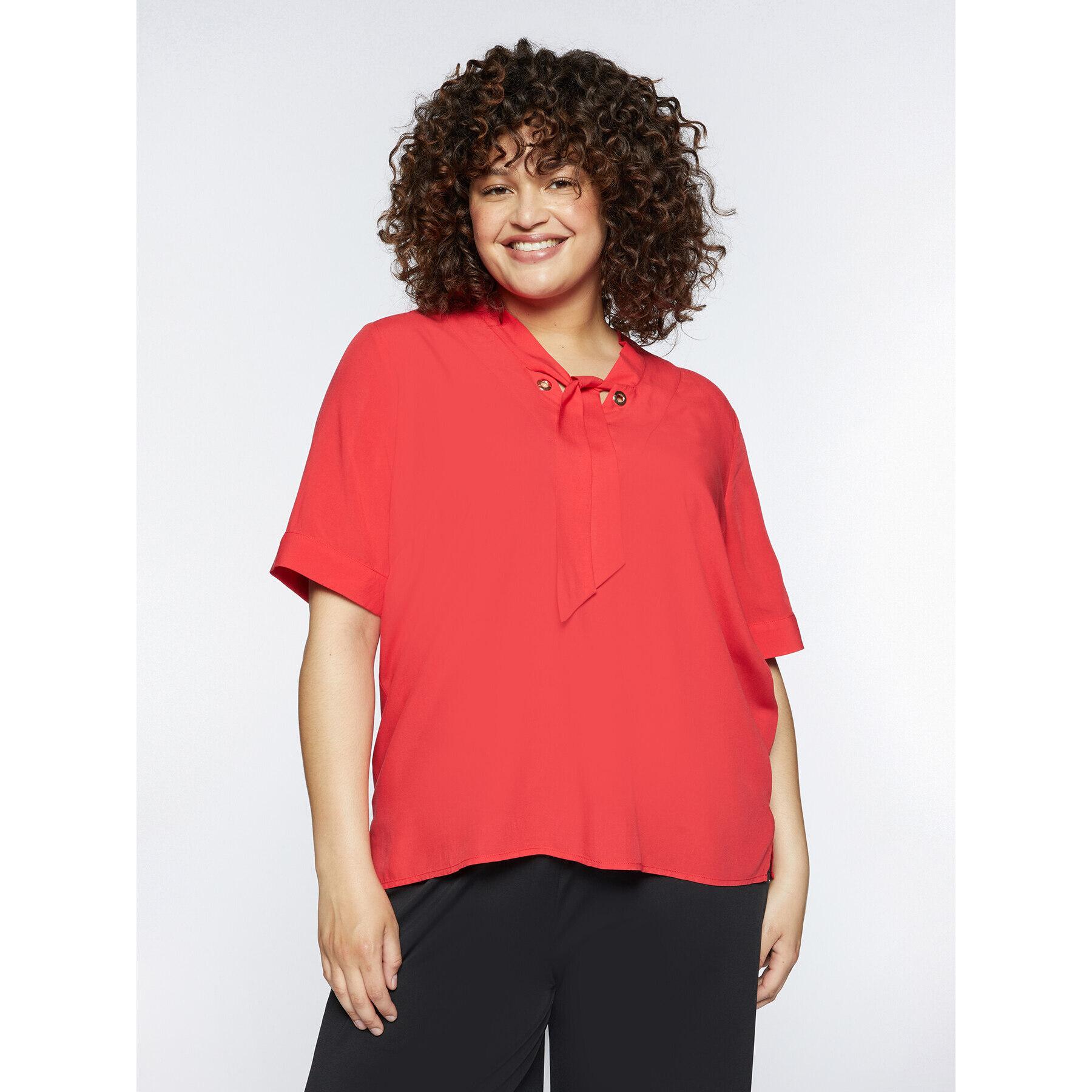 Fiorella Rubino - Blusa con occhielli in viscosa ECOVERO™ - Rosso