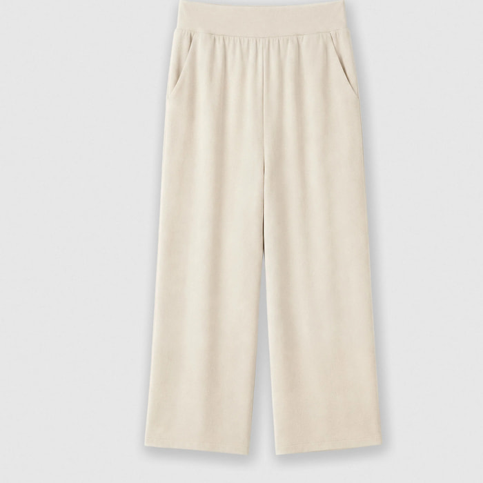 Pantalón largo fluido liso natural