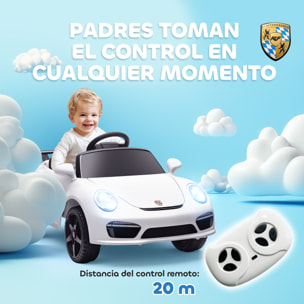 Coche Eléctrico para Niños con Licencia RUF CTR 3 Clubsport, Coche de Batería 12V, con Mando a Distancia 2,4 G, Motor Doble, Música Inalámbrica, Bocina, Ruedas Auxiliares y Faros LED, Blanco