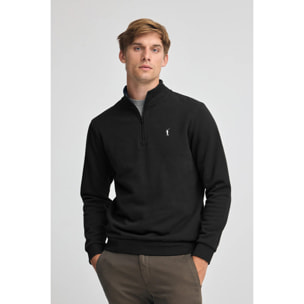 Sudadera negra de media cremallera con logo Rigby Go