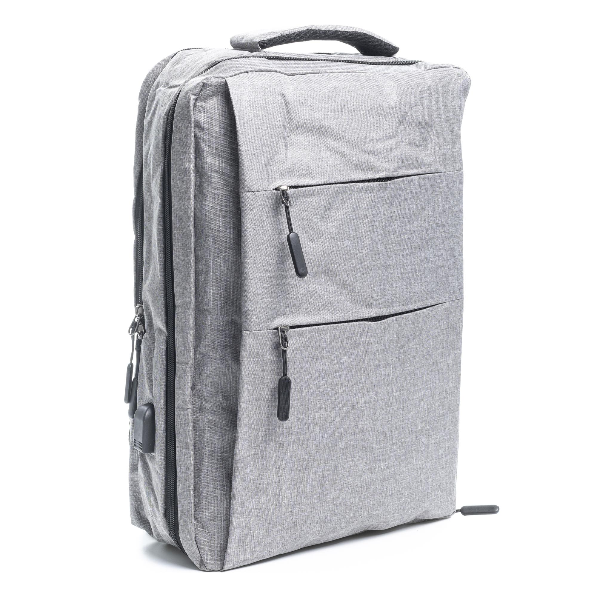 Zaino da cabina multiscomparto, porta laptop 17''. Adattabile a Trolley. Presa USB esterna nascosta.