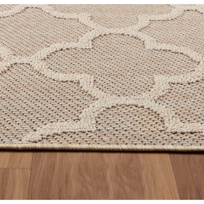 PATARA - Tapis intérieur/extérieur motif baroque beige - PAT4951BEI