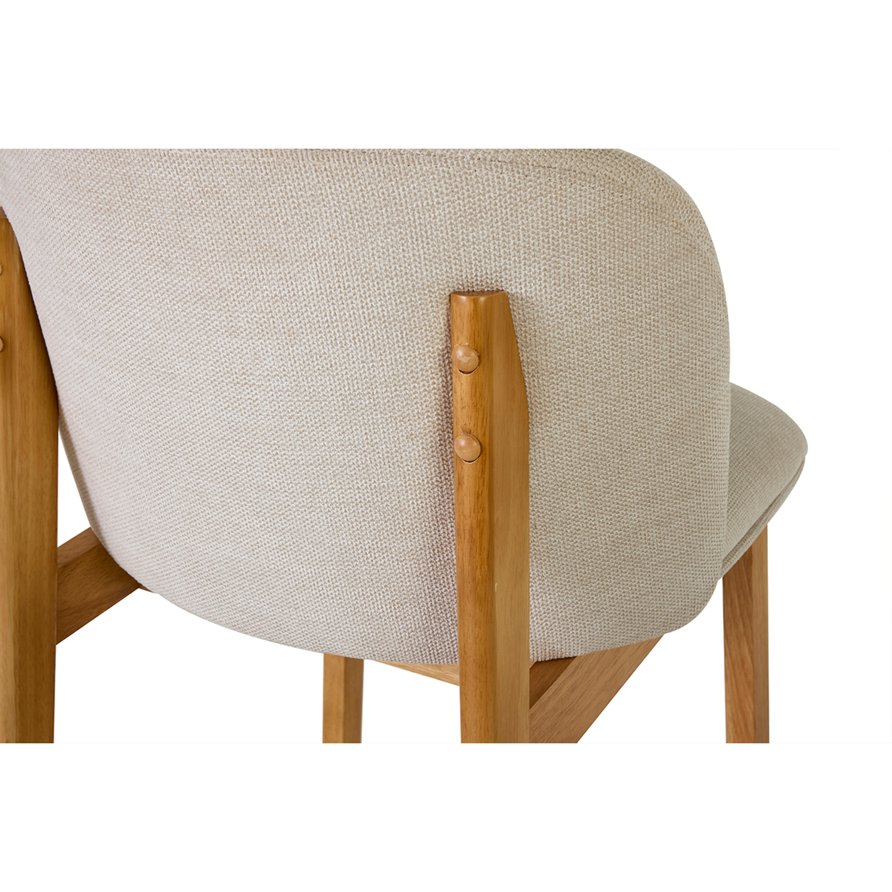 Tabourets de bar en tissu effet velours texturé beige et bois clair H69 cm (lot de 2) TIEGA