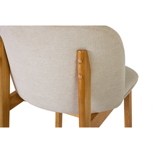 Tabourets de bar en tissu effet velours texturé beige et bois clair H69 cm (lot de 2) TIEGA