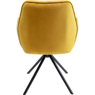 Chaise avec accoudoirs pivotante Mila velours jaune Kare Design