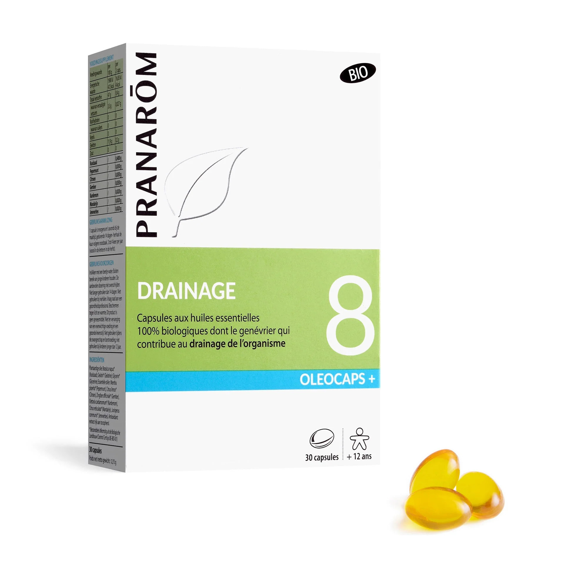 Pranarom - Capsules n°8 - Drainage - Bio - 30 capsules