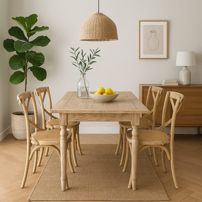 Tavolo allungabile mango beige decapato 90-180x90x77 - Salento