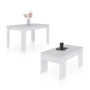 Pack mesa de comedor 140 y mesa de centro Vita Blanco Artik (Blanco Mate)