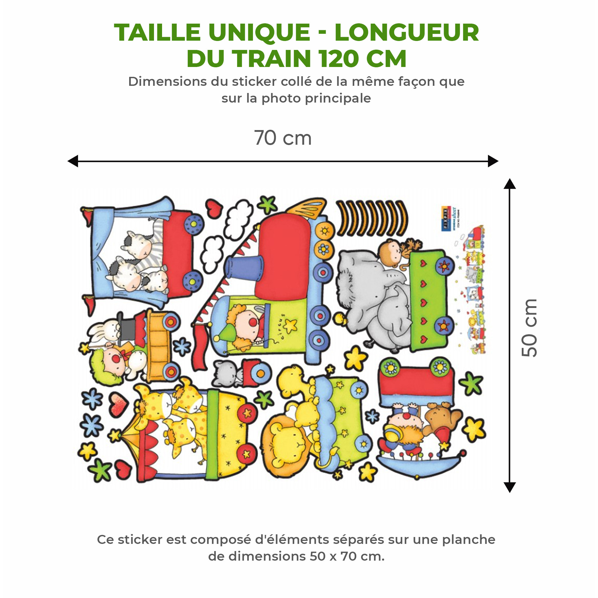 Stickers Muraux décoration adhésifs trains animaux cirque